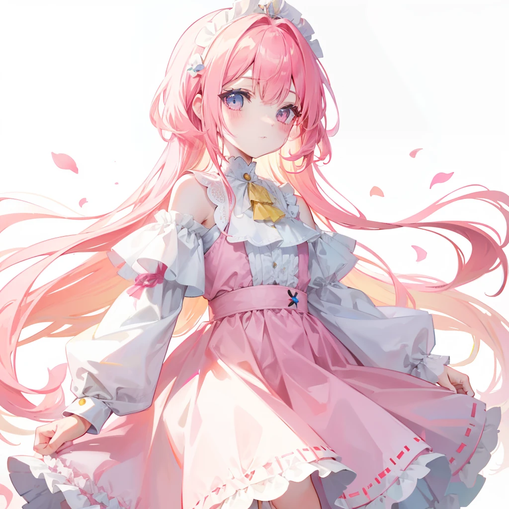 Yellow-pink hair,White clothes,It's a cute little princess