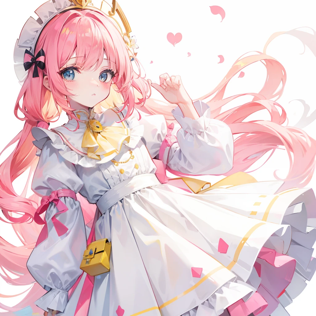 Yellow-pink hair,White clothes,It's a cute little princess