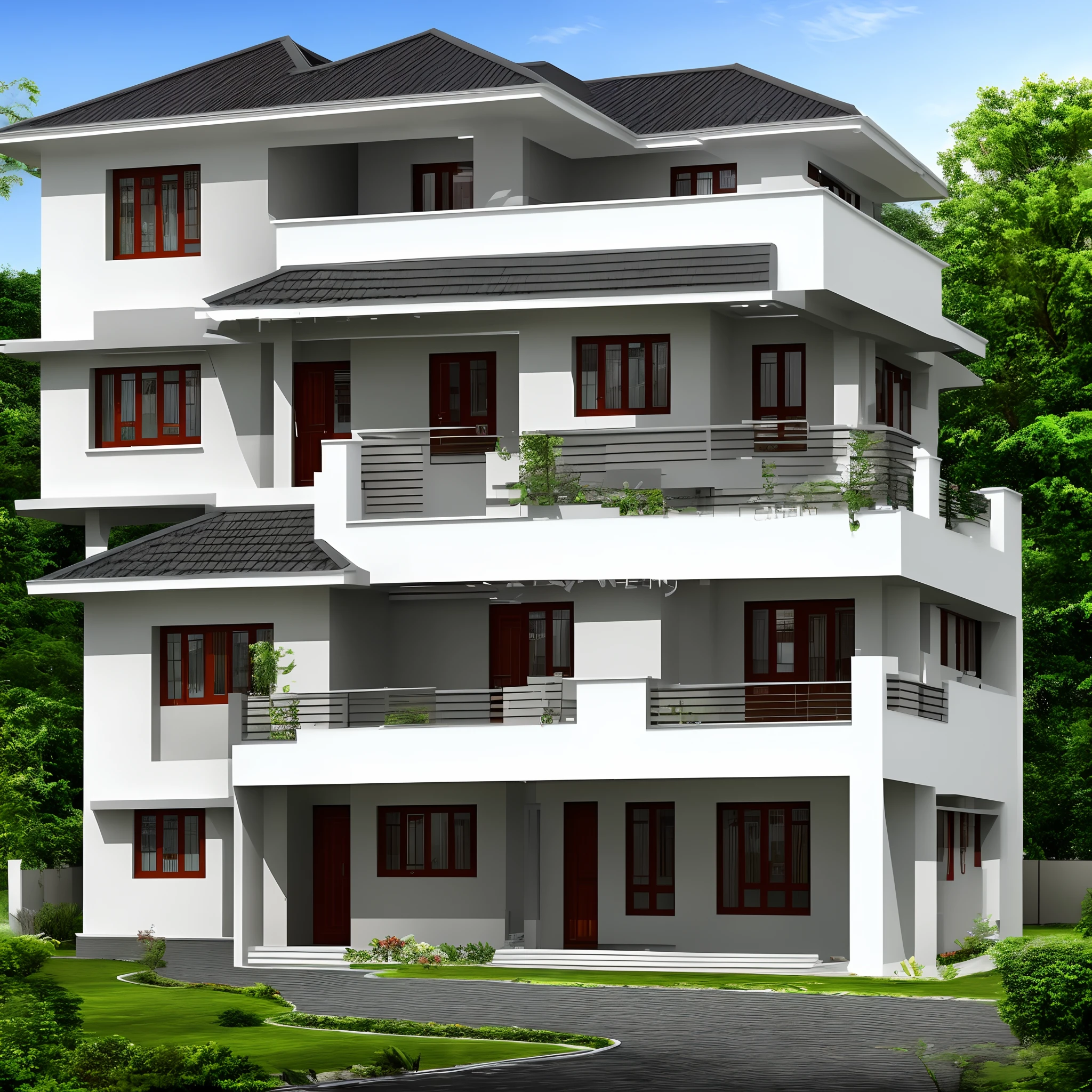 A 4-storey house with 4m width and 20m long