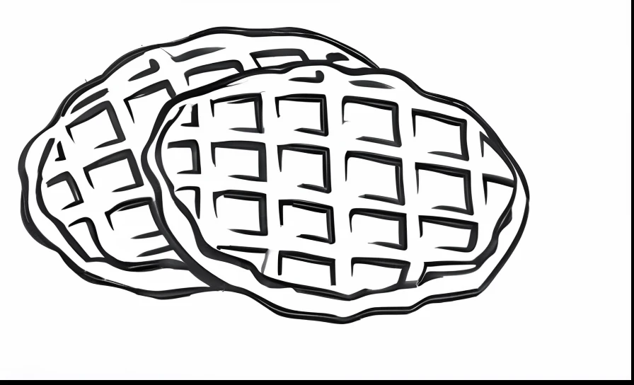 a drawing of two biscuits with a lattice pattern on them, Stroopwaffel, no fundo branco, 1024x1024, plano, Wafflehouse, preto no fundo branco, 15h, cruz eclodida, 256x256, 2 5 6 x 2 5 6, coloring book outline, 5 mil, 5k
