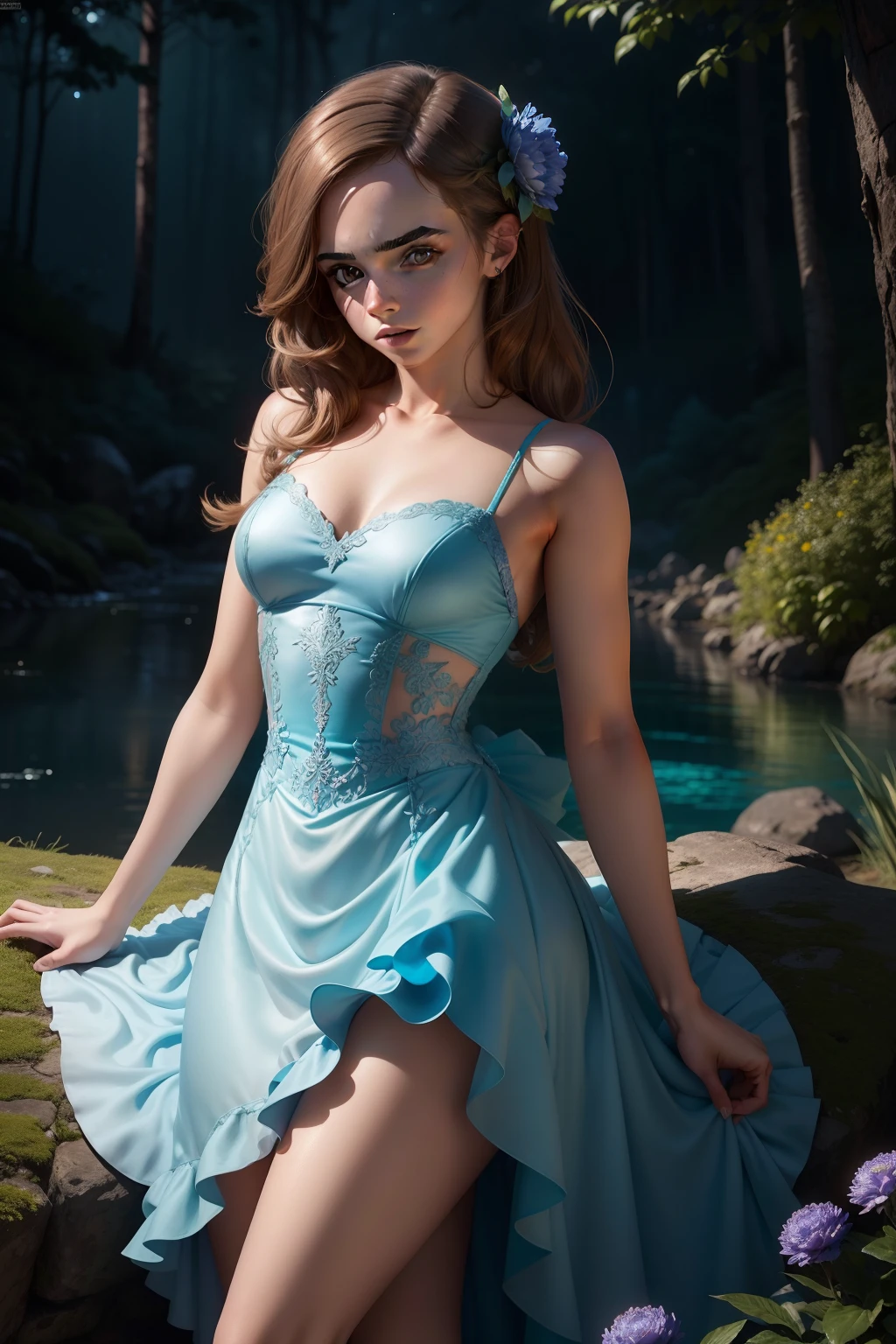 bashful Lily James open thighs,(torn cinderella dress),solo,(white panties),shoot from below,glass high heels