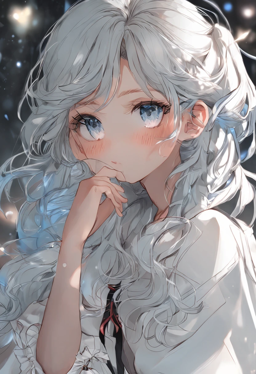 White color hair,grey fur,blue color eyes,At home,年轻,adolable,Shorts,Juvenile,largeeyes,Naked