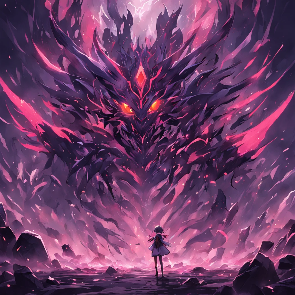 Illustration of creature made from dark fantasy rocks and rocks, black color scheme, --ar 9:16