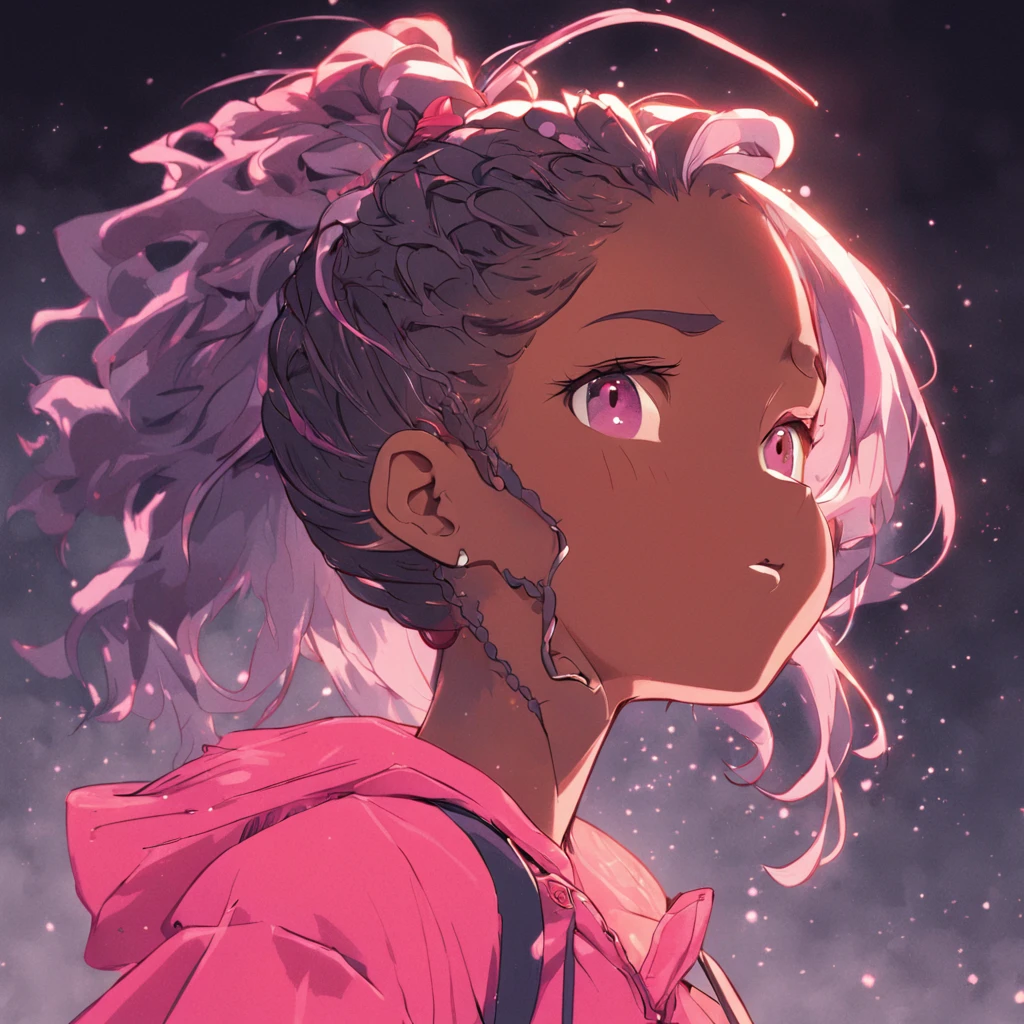 90's anime , beautiful black woman, hyper detailed cornrows hairstyle super pro illustration, pencil hatch, sketch, crossinghatch, pencil sketch, drawing, colorful background