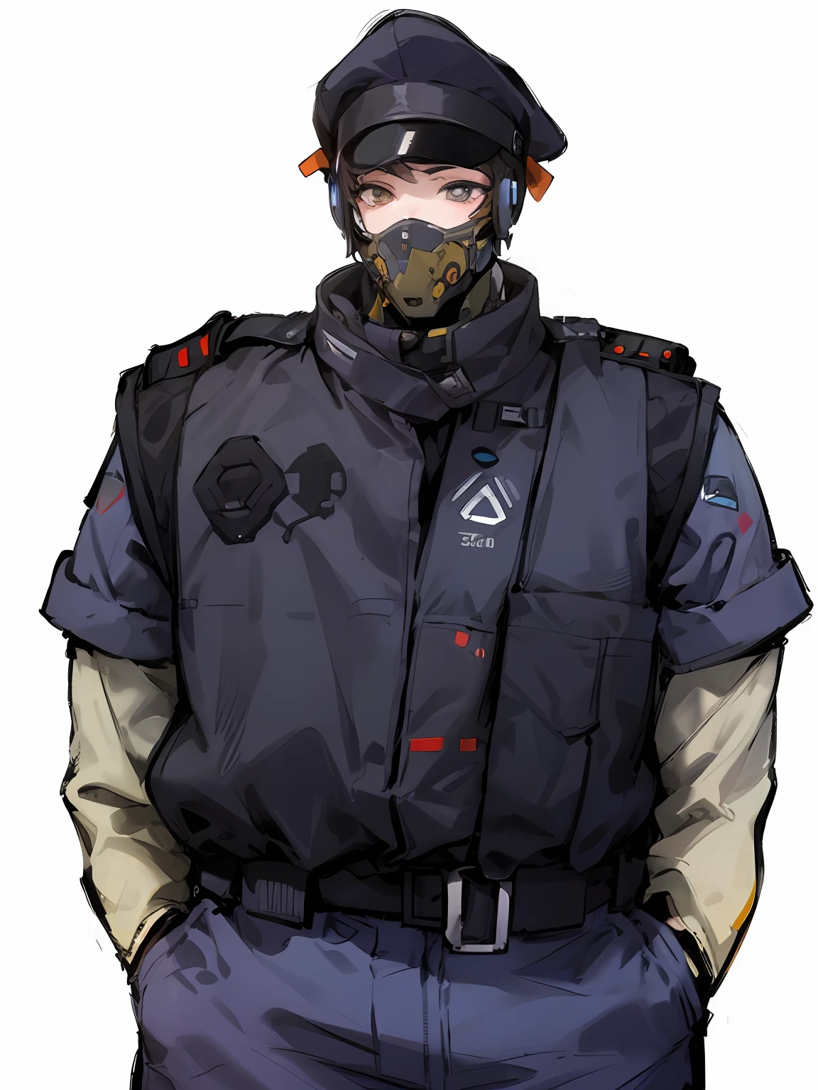 cyber punk perssonage,female employee,special ops,military officer,(masterpeace,high high quality),Soft light