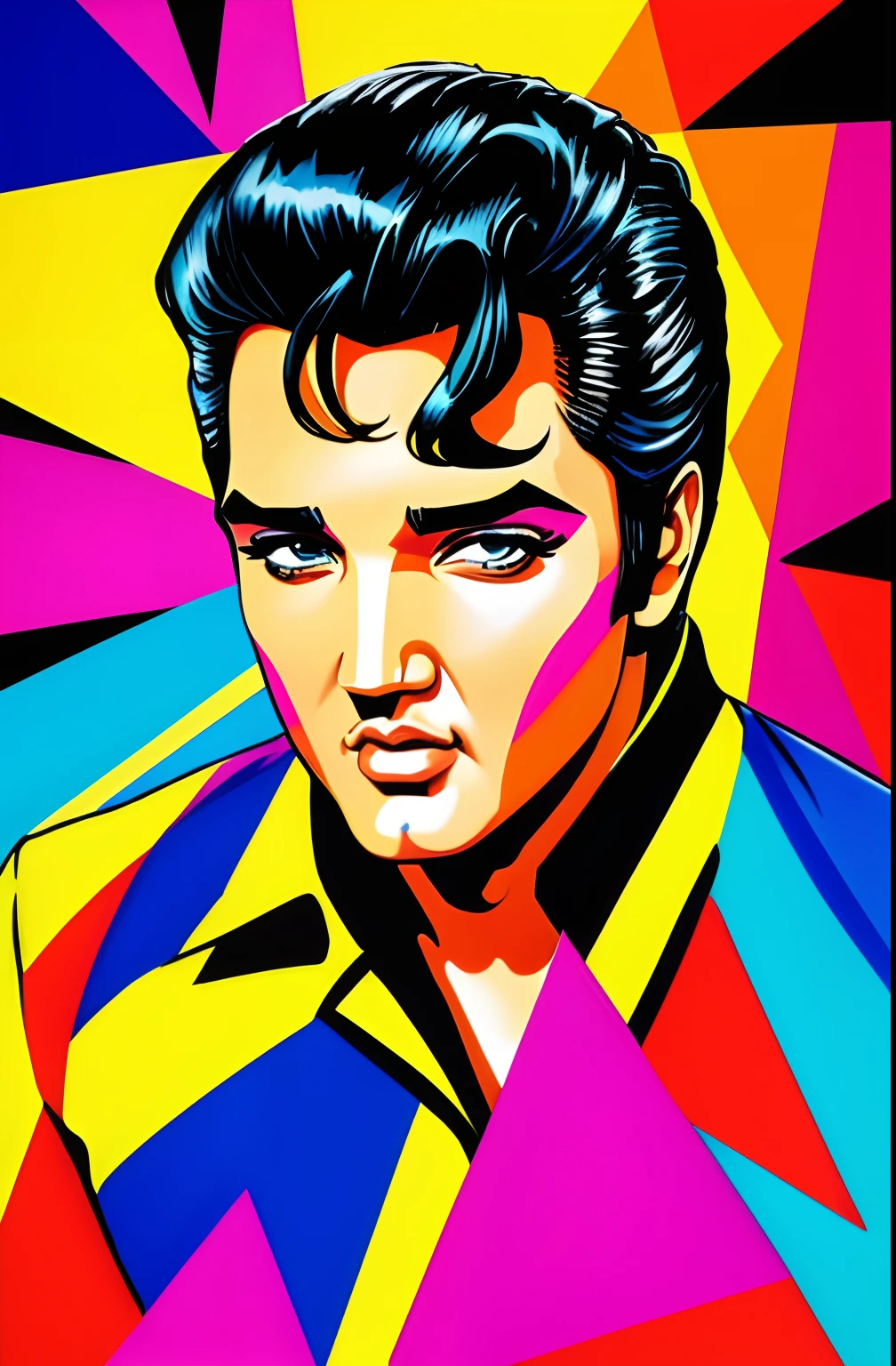 (ELVIS PRESLEY ULTRA DETALHADO),Eduardo Kobra ,Romero Brito,The Filling Twins ,multidimensional geometric wall PORTRAIT, arte, Chibi,
Yang08k, lindo, Colouring,
Primary works, qualidade superior, melhor qualidade, Arte Oficial, Beautiful and Aesthetic, 512 mil