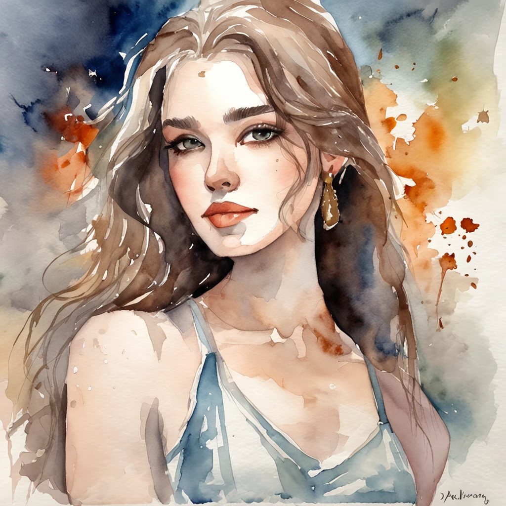 Watercolor Painting of a beautiful girl : : Trending on Artstation: :  The simple composition creates a sense of order and harmony. The painting captures the spiritual qualities of the natural world. --uplight --ar 9:16