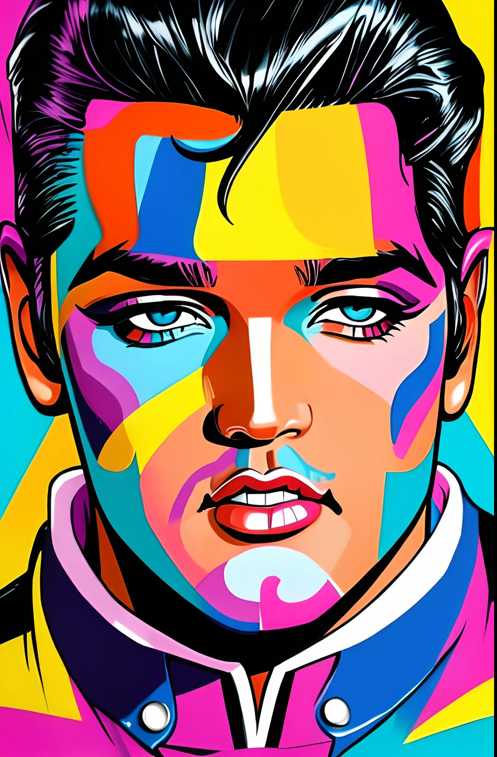 (ELVIS PRESLEY ULTRA DETALHADO),Eduardo Kobra ,Romero Brito,The Filling Twins ,multidimensional geometric wall PORTRAIT, arte, Chibi,
Yang08k, lindo, Colouring,
Primary works, qualidade superior, melhor qualidade, Arte Oficial, Beautiful and Aesthetic, 512 mil