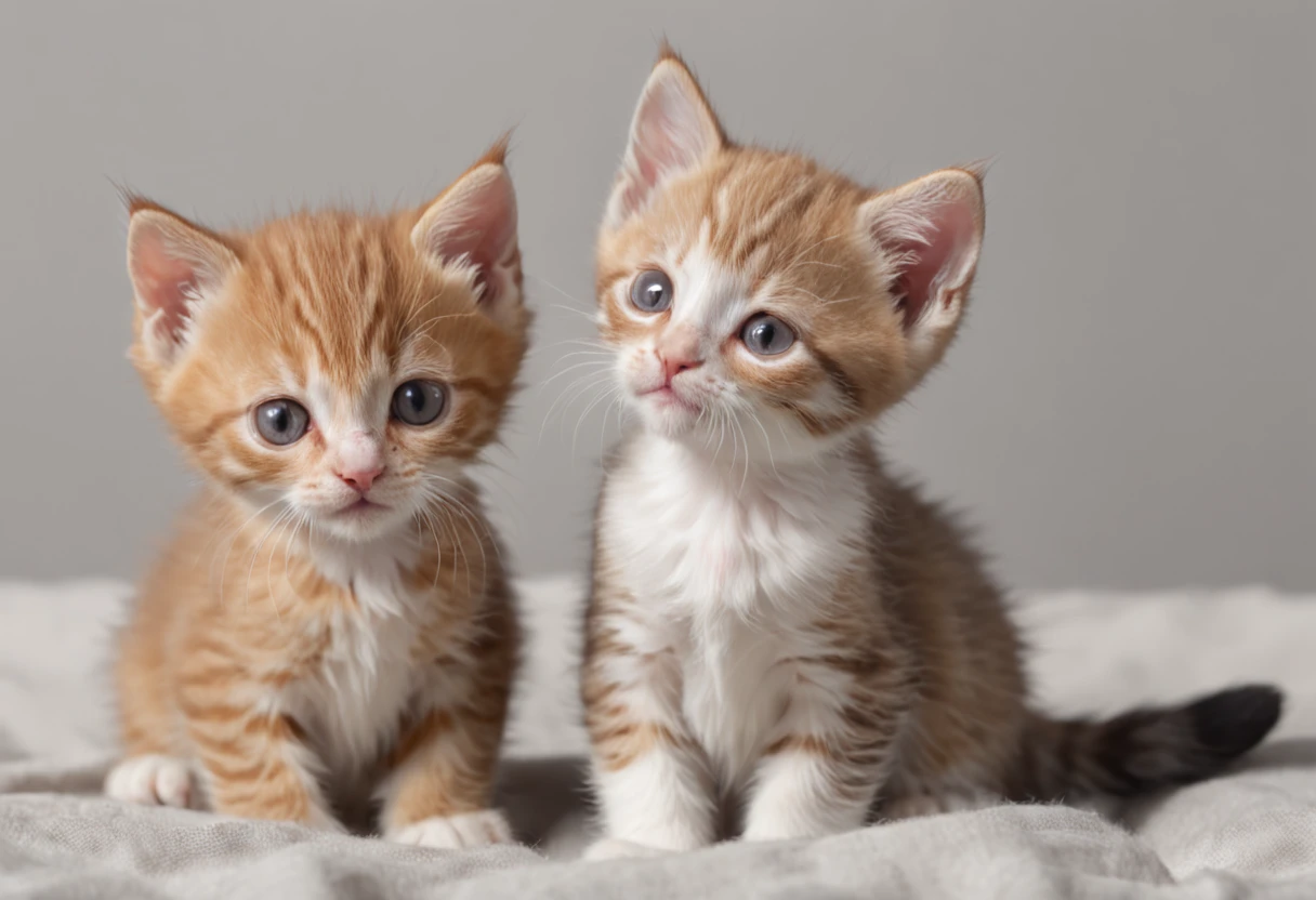 2 cute kittens playing in the morning light, pixar, adorable
