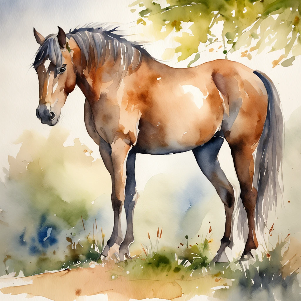 Watercolor painting of a horse-drawn horse with no horse drawn, unreal engine, 8k, high render, artstation trending --aspect 16:9