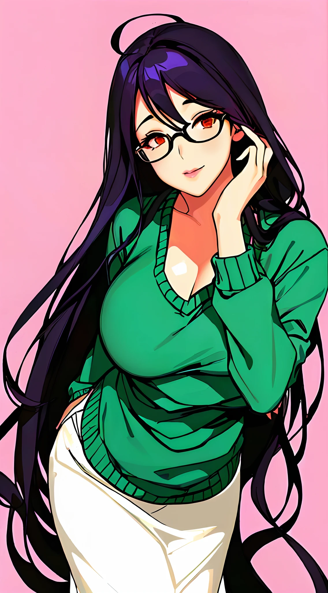 a closeup of a woman wearing glasses and a sweater, clivagem, Roupa aberta v peito, Garota sexy, Seios cobertos e SFW, Beautiful Asian girl, Asian girl, buxom peito, sfw seios enormes, With eye Glasses, seios grandes, jaqueta aberta de decote generoso, peituda, Parte superior do corpo bonita, seios grandes!, com seios grandes, menina coreana
