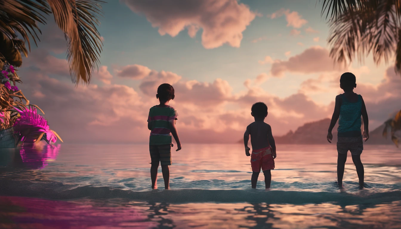 kids playing, felizes, dia ensolarado, brazi, flores, soft-lighting, nitidez, melhor qualidade, ultra realismo