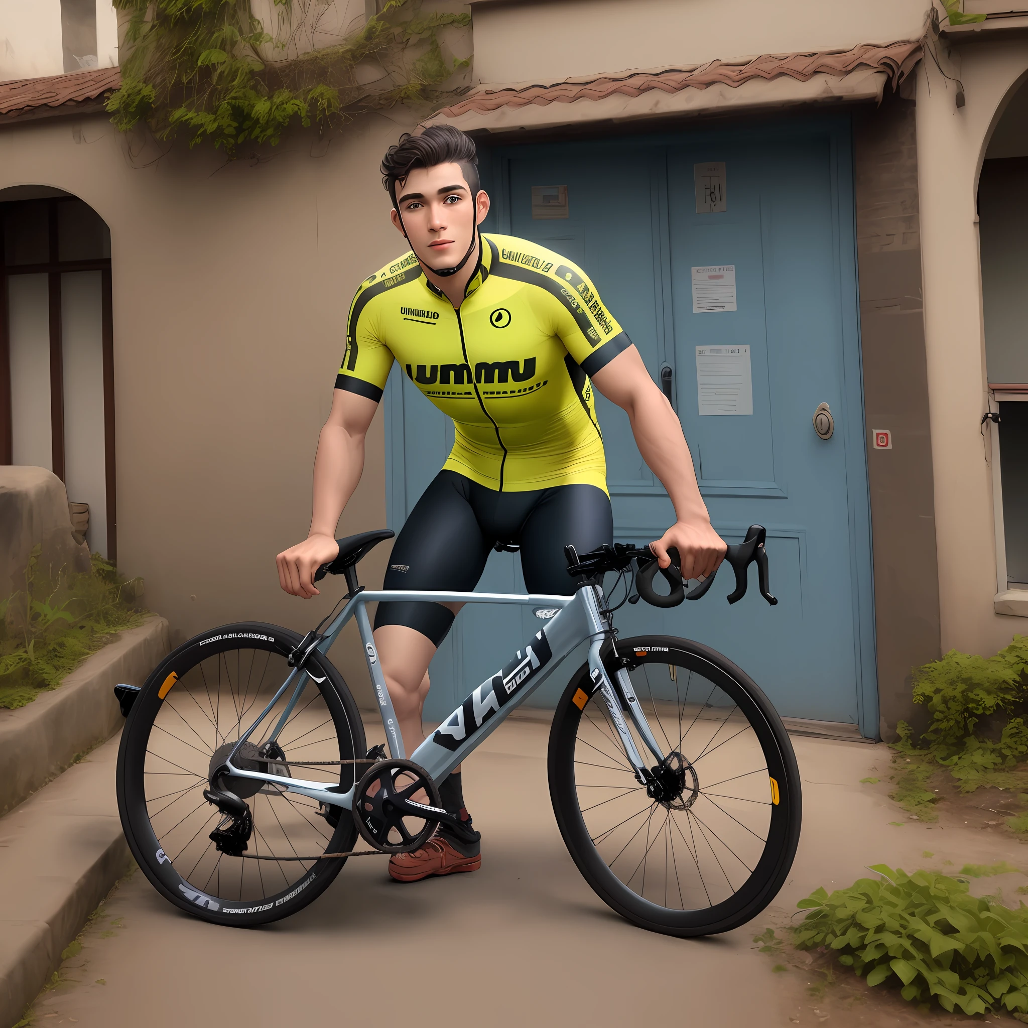 Um homem Alto de bicicleta