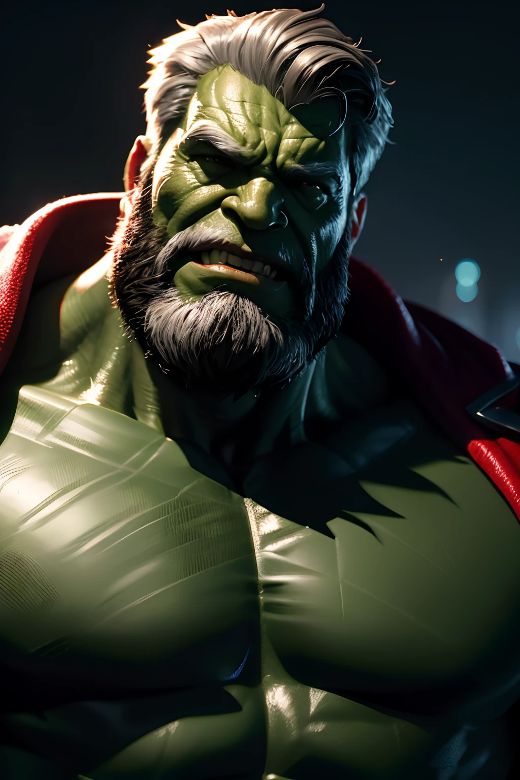 DC comics, Old man hulk, realistically, dynamic lights, old, beard by making gray, full footage, (extremely detailed 8k wallpaper of CG unit), trend in ArtStation, trend in CGSociety, high detail, sharp focus, dramatic, photorealistic