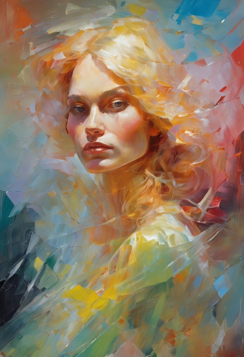 Glass hair, Glass clothes, 1girl, blonde, glossy hair, shattered, lying, crystal, light refraction, light particles, glowing lens flares