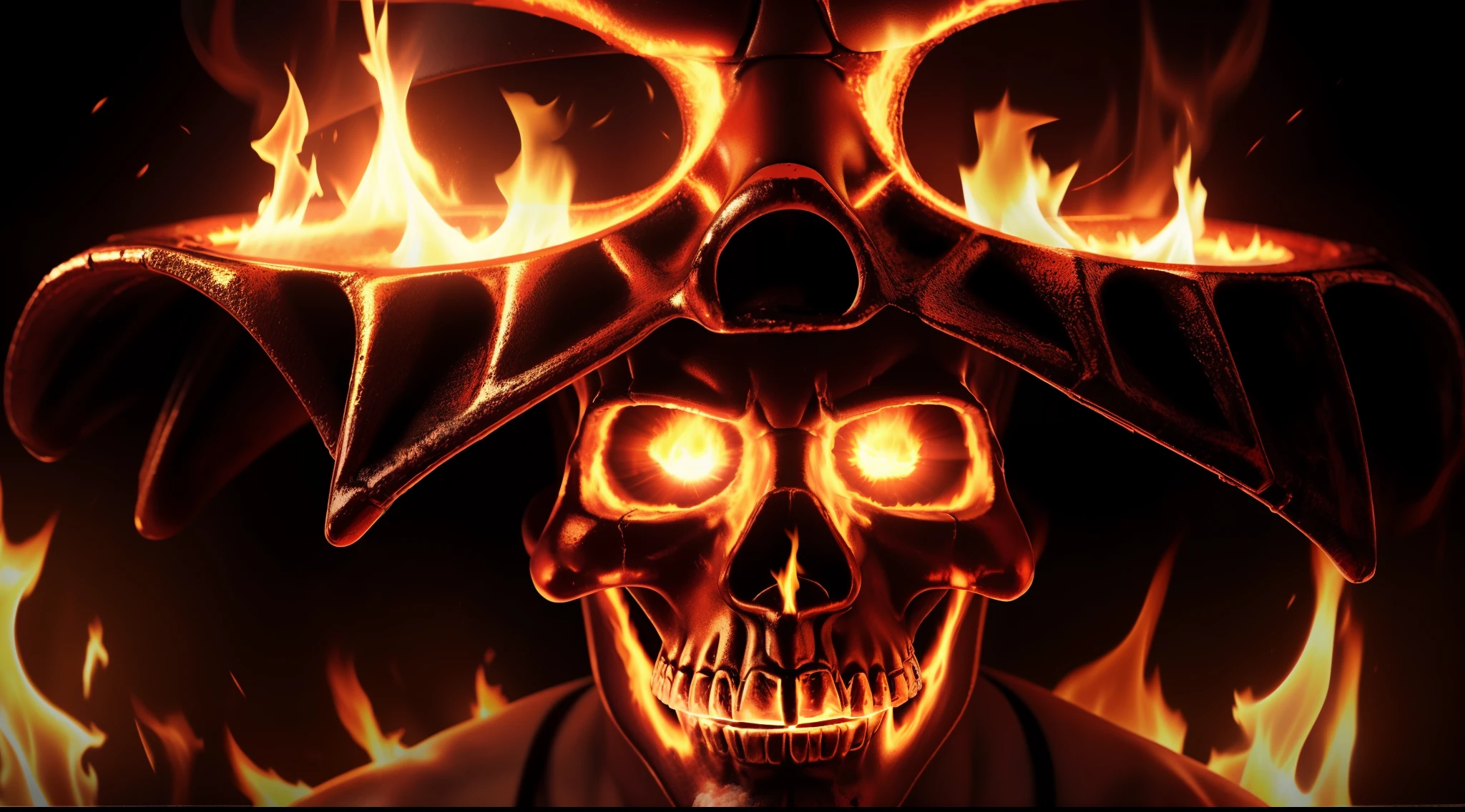 8k, Ultra Resolution, (((foto realista))), (((foto realista))), (((mundo de fuego))), (((fuego detallado))), fuego en todas partes, demonio alado, con rostro calavera, cubierto en fuego sumiendo el mundo en un mar de fuego