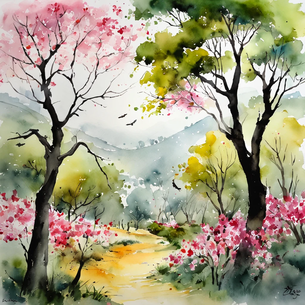 campo de batalla, guerreros caido y humo, arboles de sakura