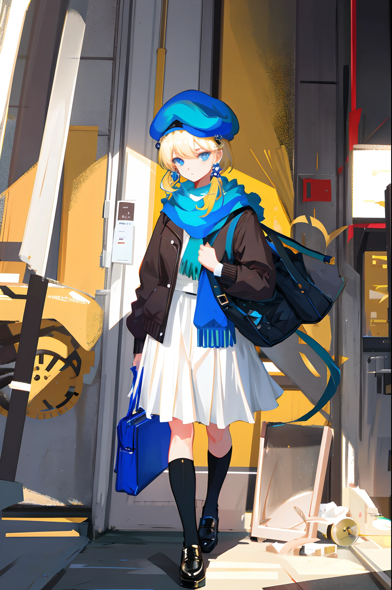 Fashionab，beret，UHR，clock，two tone color hair，Beautiful and dangerous feeling，Warning warning