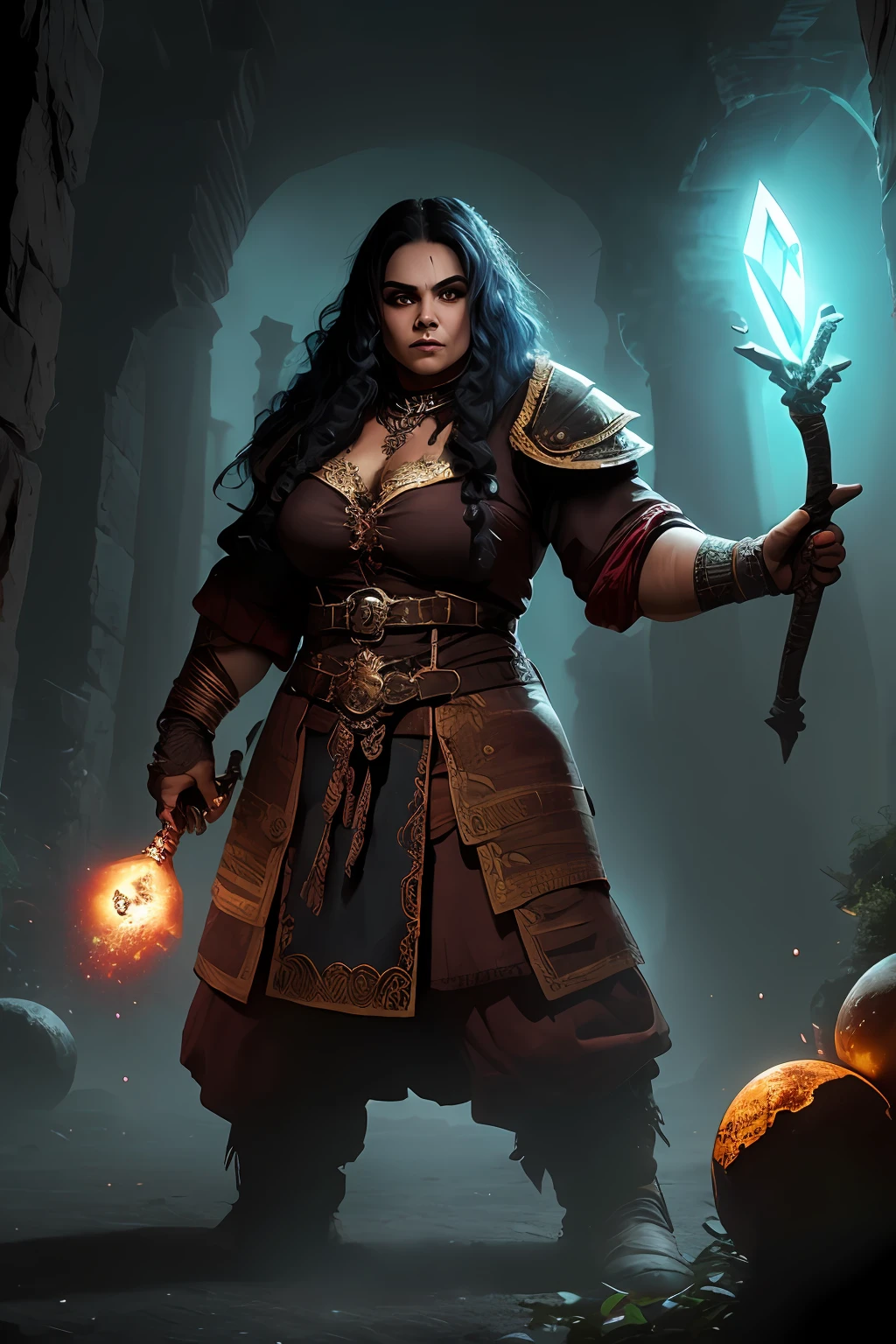 (papel de parede 8k extremamente detalhado), an average photo of a necromancer dwarf woman, intrincado, alto detalhe, Dramatic