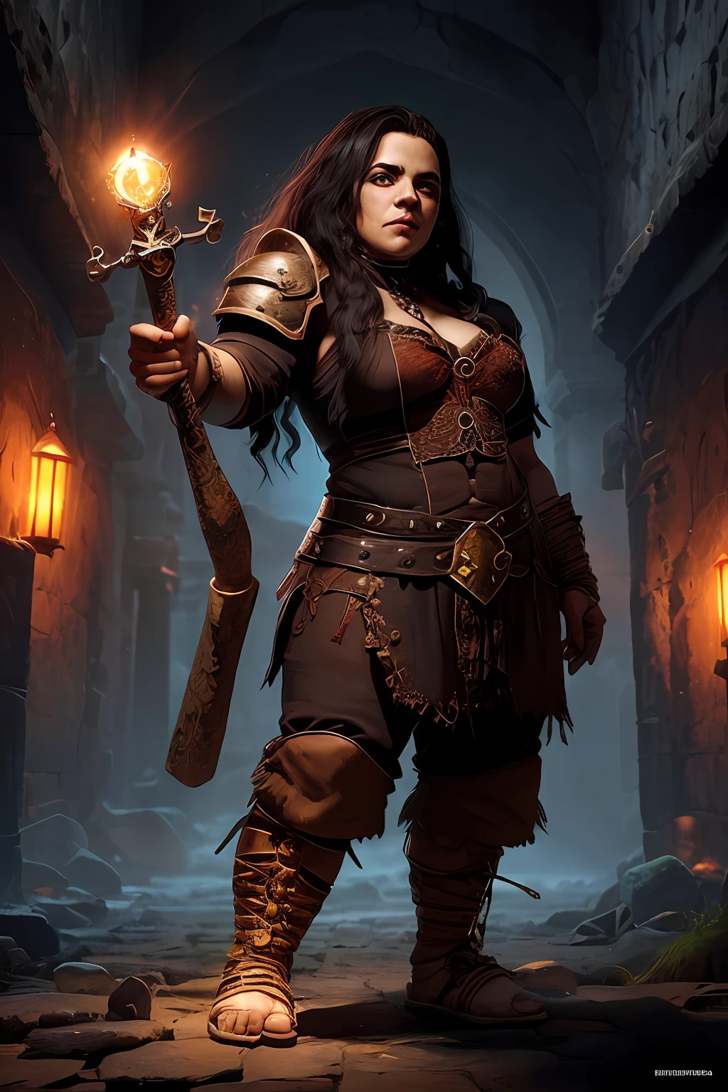 (papel de parede 8k extremamente detalhado), an average photo of a necromancer dwarf woman, intrincado, alto detalhe, Dramatic