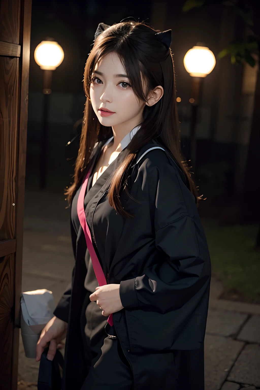 Mai Sakurajima in the young pig-headed teenager ,blacksilk,photorealestic