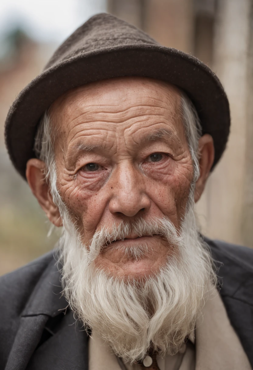 big beard、An Alafeld man in a hat sat in the doorway, a old man, old man portrait, Wise old man, old man, portrait photo of an old man, a old man,