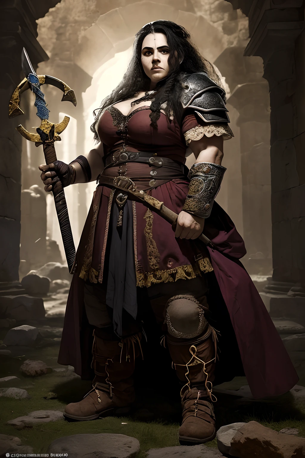 (papel de parede 8k extremamente detalhado), an average photo of a necromancer dwarf woman, guerreira, intrincado, alto detalhe, Dramatic