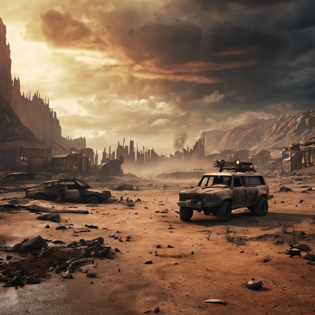 (((post apocalyptic scenario, atmosfera desolada, dystopian landscape))) Mad Max
