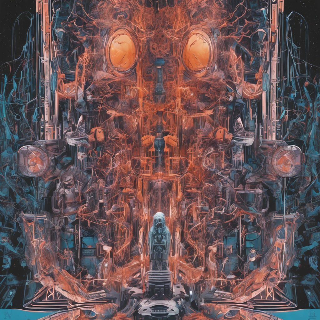Best quality, Masterpiece, 超高分辨率, (photograph realistic:1.4), surrealism, Dream-like,fusionart, mystical humanoids, dark ethereal magic, humanoid dream control, cybernetic stealth, shadow step, dark machine spells, crystal razor blade,