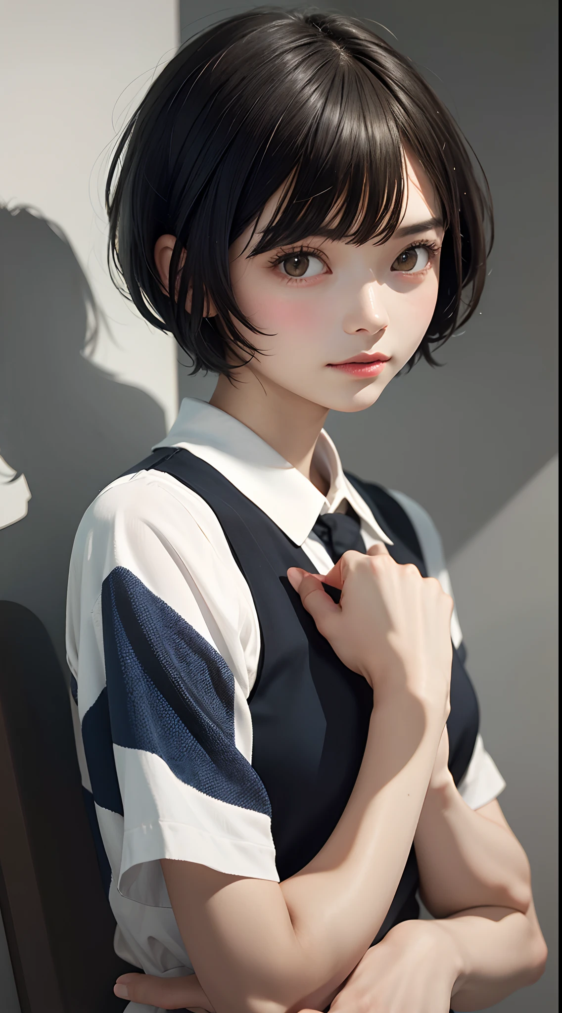 Masterpiece, top quality, 1 girl, ((short-hair))