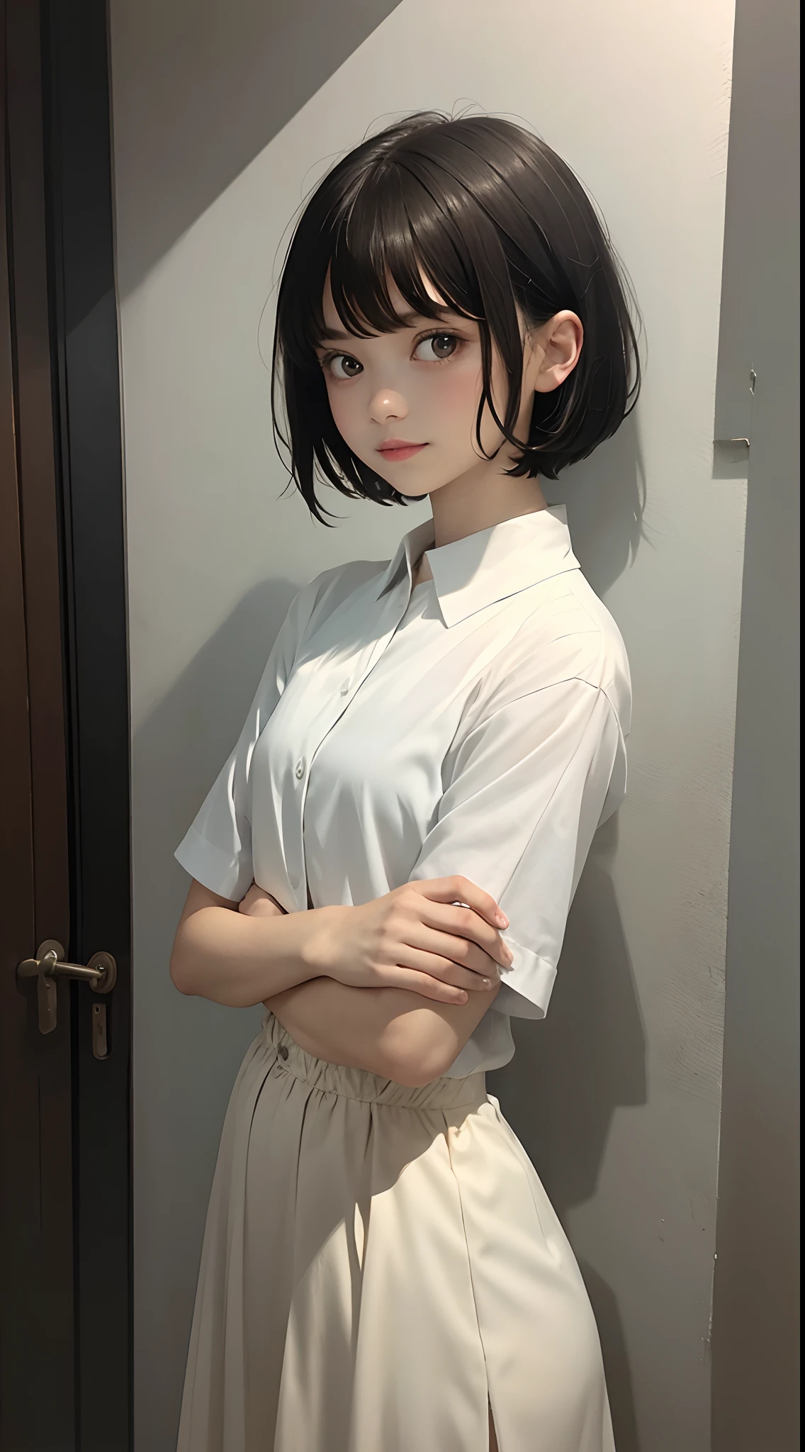Masterpiece, top quality, 1 girl, ((short-hair))