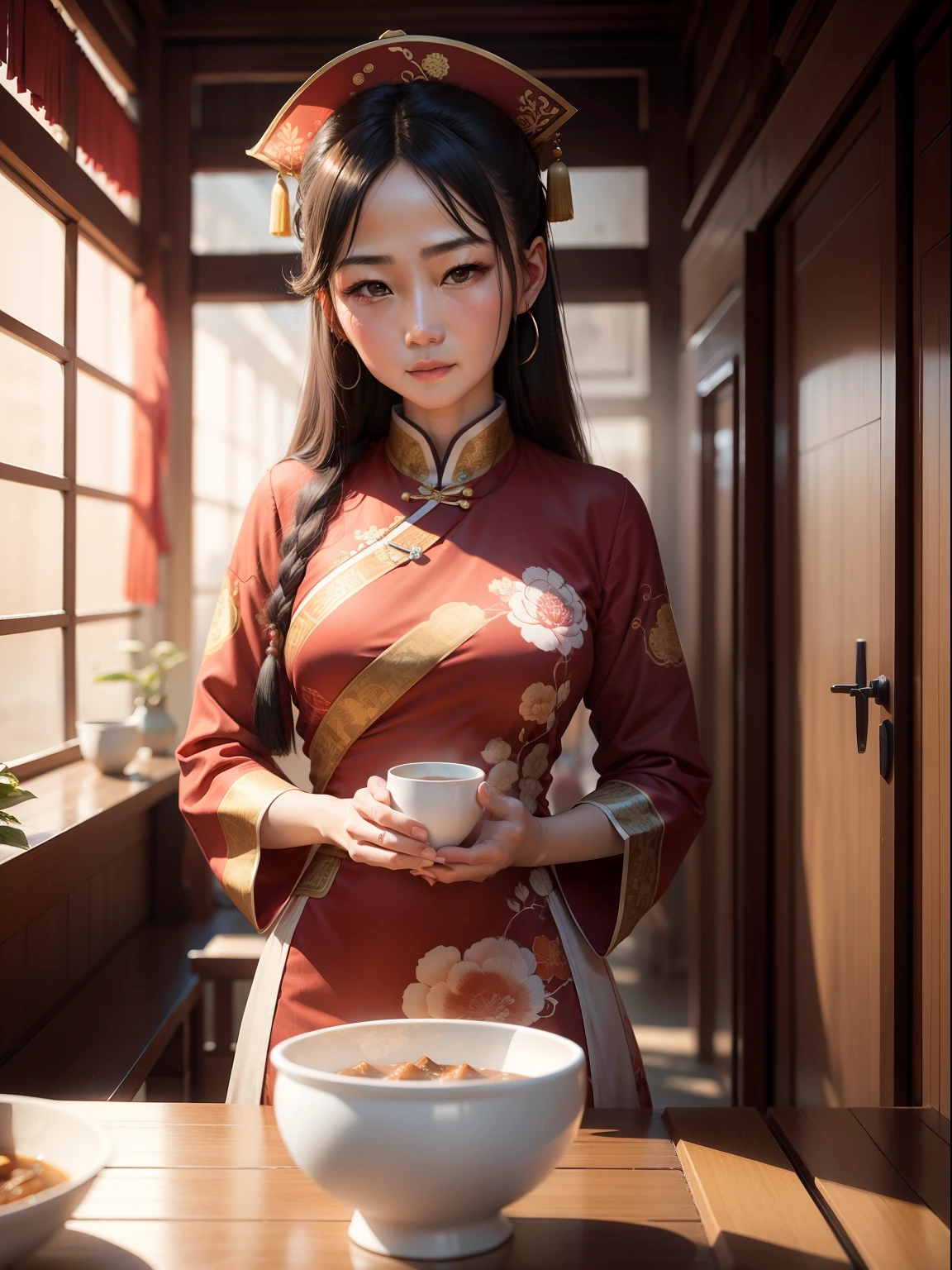 a photo of a normal chinese girl with slightly hairy