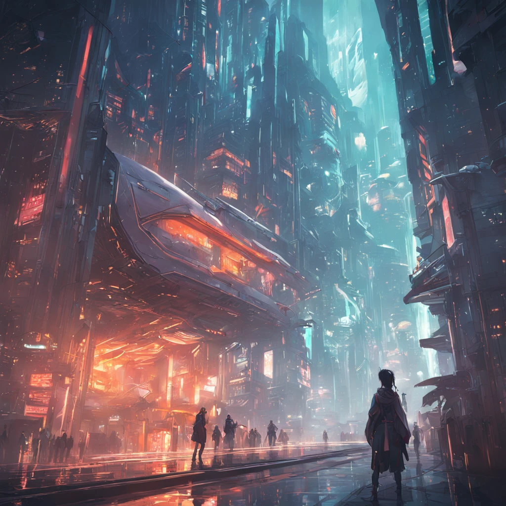 Cyberpunk city with tree building, detailed digital concept art, futurism environmental concept art, high quality digital sci-fi concept art, beautiful 3 d concept art Hollywood, award winning concept artist, concept art wallpaper 4k, fantasy digital painting, cyberpunk,bastien grivet, ross tran. Sci-fi background, concept art |weta Art's  beautiful concept art. Sony mirrorless camera shot ,