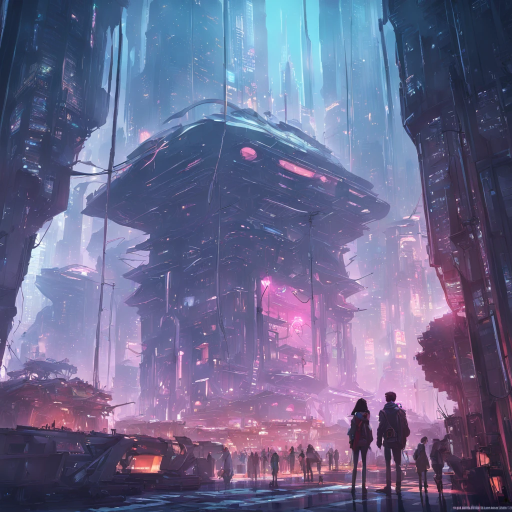 Cyberpunk city with tree building, detailed digital concept art, futurism environmental concept art, high quality digital sci-fi concept art, beautiful 3 d concept art Hollywood, award winning concept artist, concept art wallpaper 4k, fantasy digital painting, cyberpunk,bastien grivet, ross tran. Sci-fi background, concept art |weta Art's beautiful concept art. Sony mirrorless camera shot ,