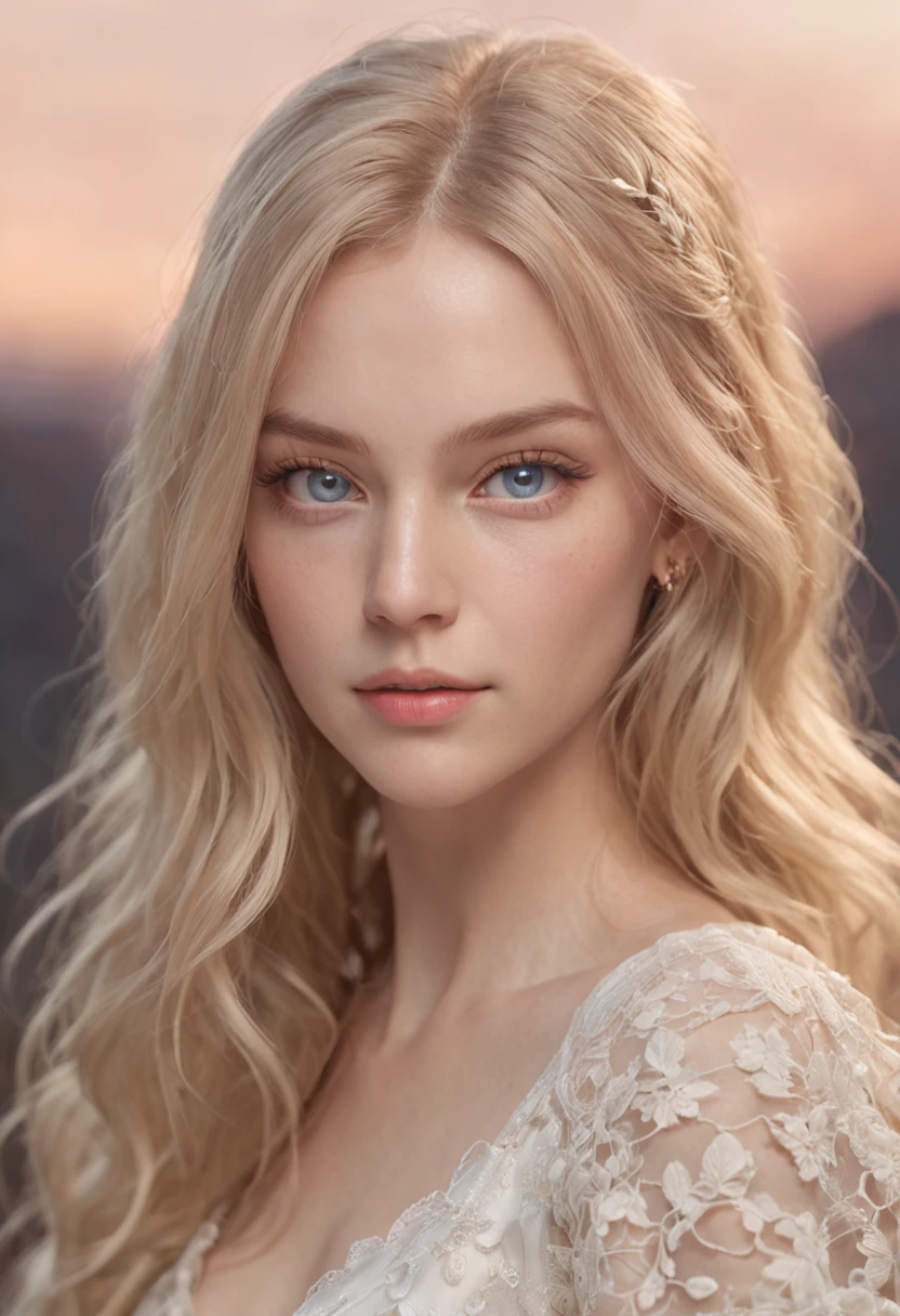 1 beautiful girl, upper body, standing photo, blond hair, blue eyes, wavy hair, masterpiece, diffuse soft film lighting, portrait, best quality (perfect face:1.4), ultra-realistic highly detailed intricate realistic simulation style photo sharply focused on eyes, cinematic lighting, studio shot