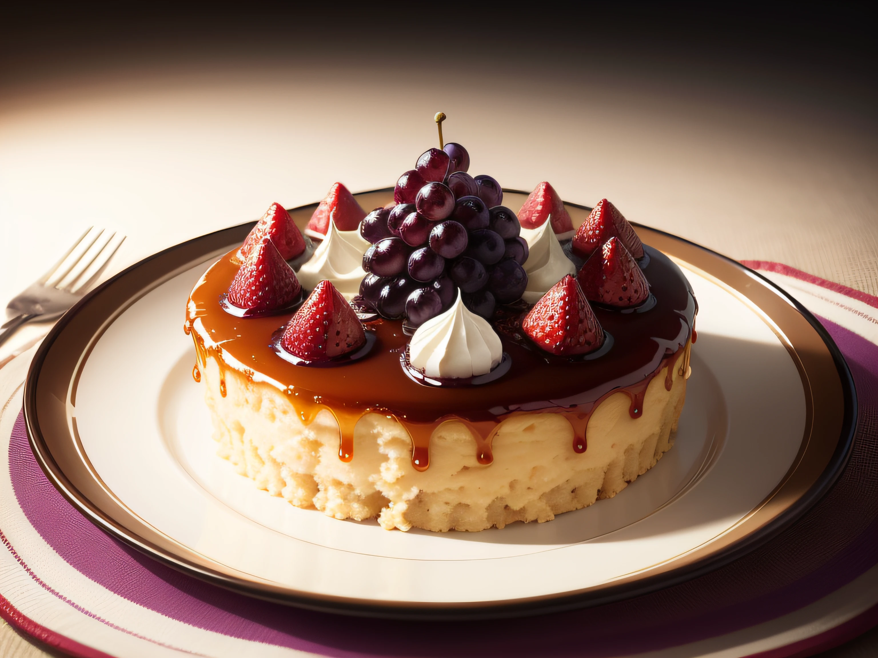 A vibrant, colorful still-life of a variety of grape muscat-based desserts, arranged in a decorative pattern.