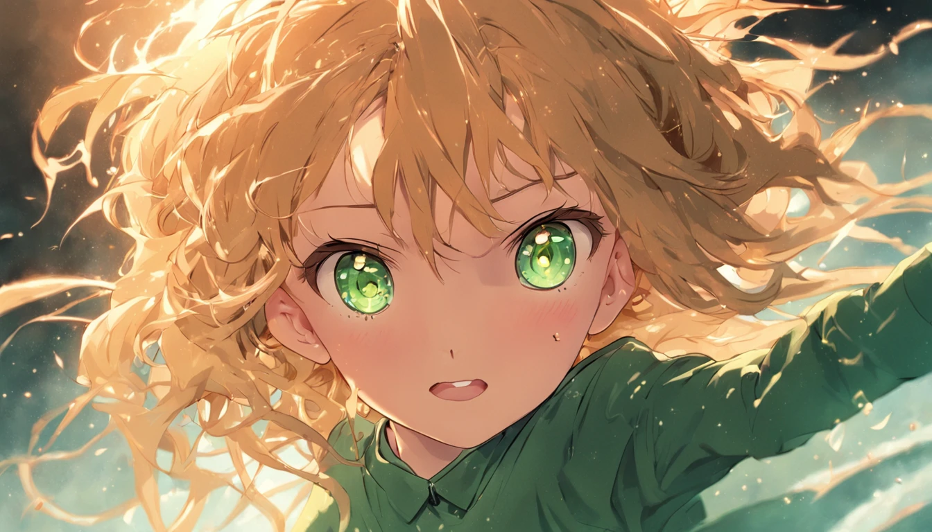 Photorealism, One Girl Riding Horse, Pretty Girl With Green Eyes, Terrible Curly, Naturally Curly, Golden Hair, Freckles, Housemaid Style, Smile