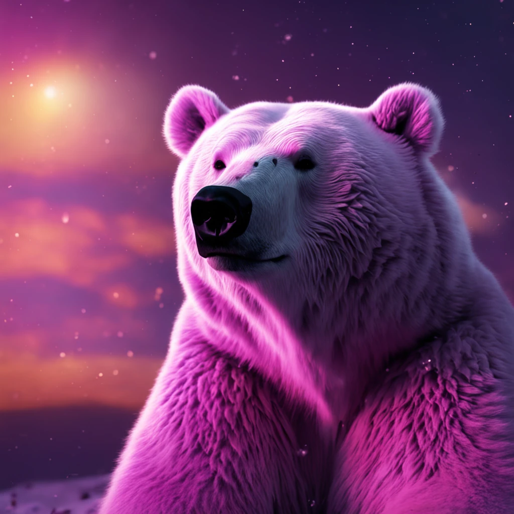 urso polar, aestheric sky, purple lights, por do sol