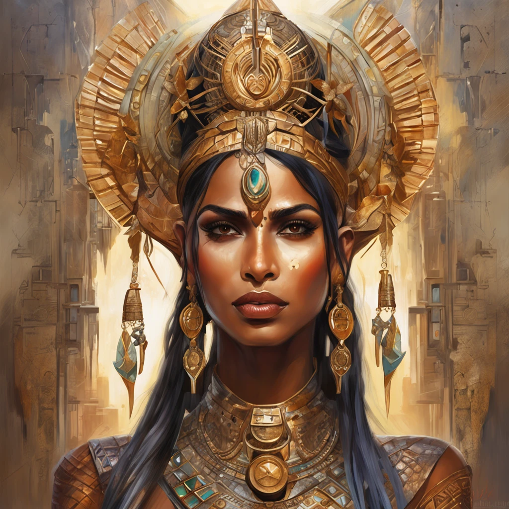 futuristic indigenous futurism,actress priyanka chopra as An advanced cybernetic cyborg indian Hindu goddesses of war, sensuality,artistic details,cyberpunk hindu mythology,epic sci-fi fantasy, centered,in the style of Nick Alm fantastical futuristic fantasy compositions, dark prism, dark, metallic compositions, symmetrical arrangements, cybernetic ethereal iridescent metallic colors , distinctive noses, ethereal,blood splatter colorful, eye-catching metallic compositions, symmetrical geometry, distinctive noses, gothic references, with a bold lines and streaks of black,white,red, gold and silver, fantasy sci-fi art, a detailed painting, ,Alex Alemany merge Karol Bak