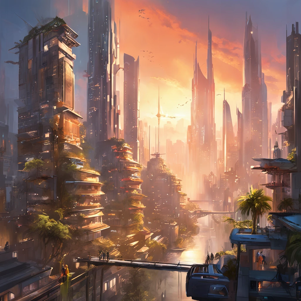 Cyberpunk city with tree building, detailed digital concept art, futurism environmental concept art, high quality digital sci-fi concept art, beautiful 3 d concept art Hollywood, award winning concept artist, concept art wallpaper 4k, fantasy digital painting, cyberpunk,bastien grivet, ross tran. Sci-fi background, concept art |weta Art's beautiful concept art. Sony mirrorless camera shot ,