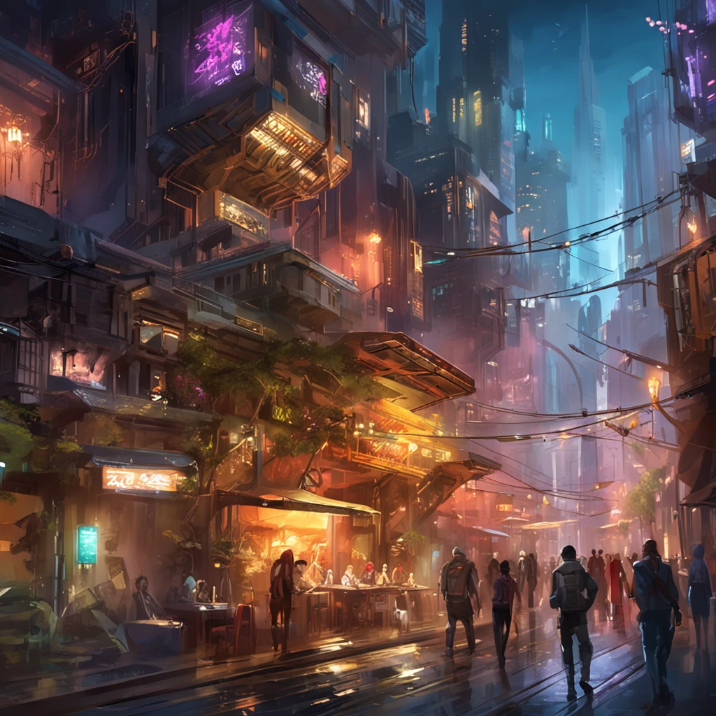 Cyberpunk city with tree building, detailed digital concept art, futurism environmental concept art, high quality digital sci-fi concept art, beautiful 3 d concept art Hollywood, award winning concept artist, concept art wallpaper 4k, fantasy digital painting, cyberpunk,bastien grivet, ross tran. Sci-fi background, concept art |weta Art's beautiful concept art. Sony mirrorless camera shot ,