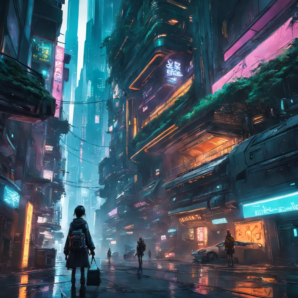 Cyberpunk city with tree building, detailed digital concept art, futurism environmental concept art, high quality digital sci-fi concept art, beautiful 3 d concept art Hollywood, award winning concept artist, concept art wallpaper 4k, fantasy digital painting, cyberpunk,bastien grivet, ross tran. Sci-fi background, concept art |weta Art's beautiful concept art. Sony mirrorless camera shot ,