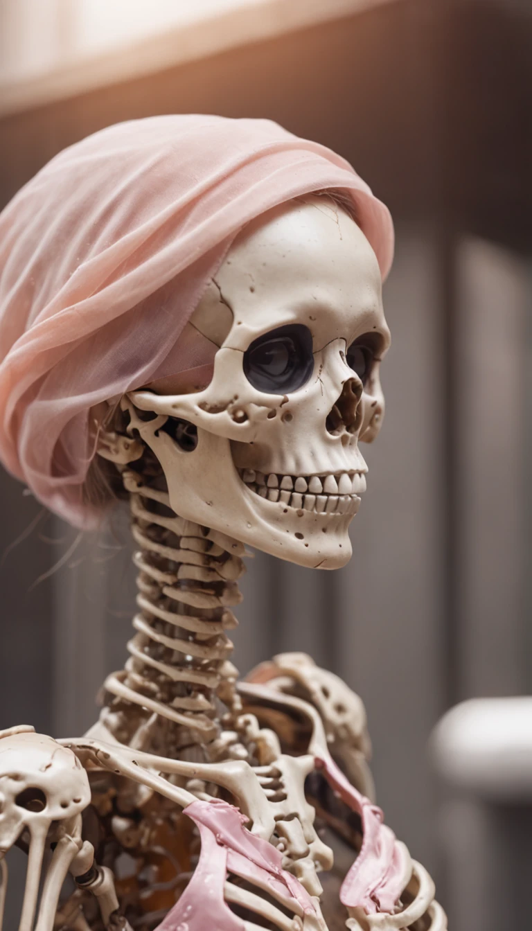 Flying cute female skeleton light orange constellation,Asian Skull Pink Gold Silk Armor Tulle Cyberpunk Space Station 1:900 miniatures,the sideview,Pure transparency,full bodyesbian,Ice is permeable to gas,Film light and shadow,Panorama ultra-wide angle,extremely happy,Silica gel texture is delicate,Strong visual impact,hyper-detailing,Dream girl,Refined face,prettyeyes,high saturated,Wear gold wire-rimmed reflective sunglasses,crystal-clear,Good sense of perspective,Light and shadow effects,16K smooth,Surface reflected light