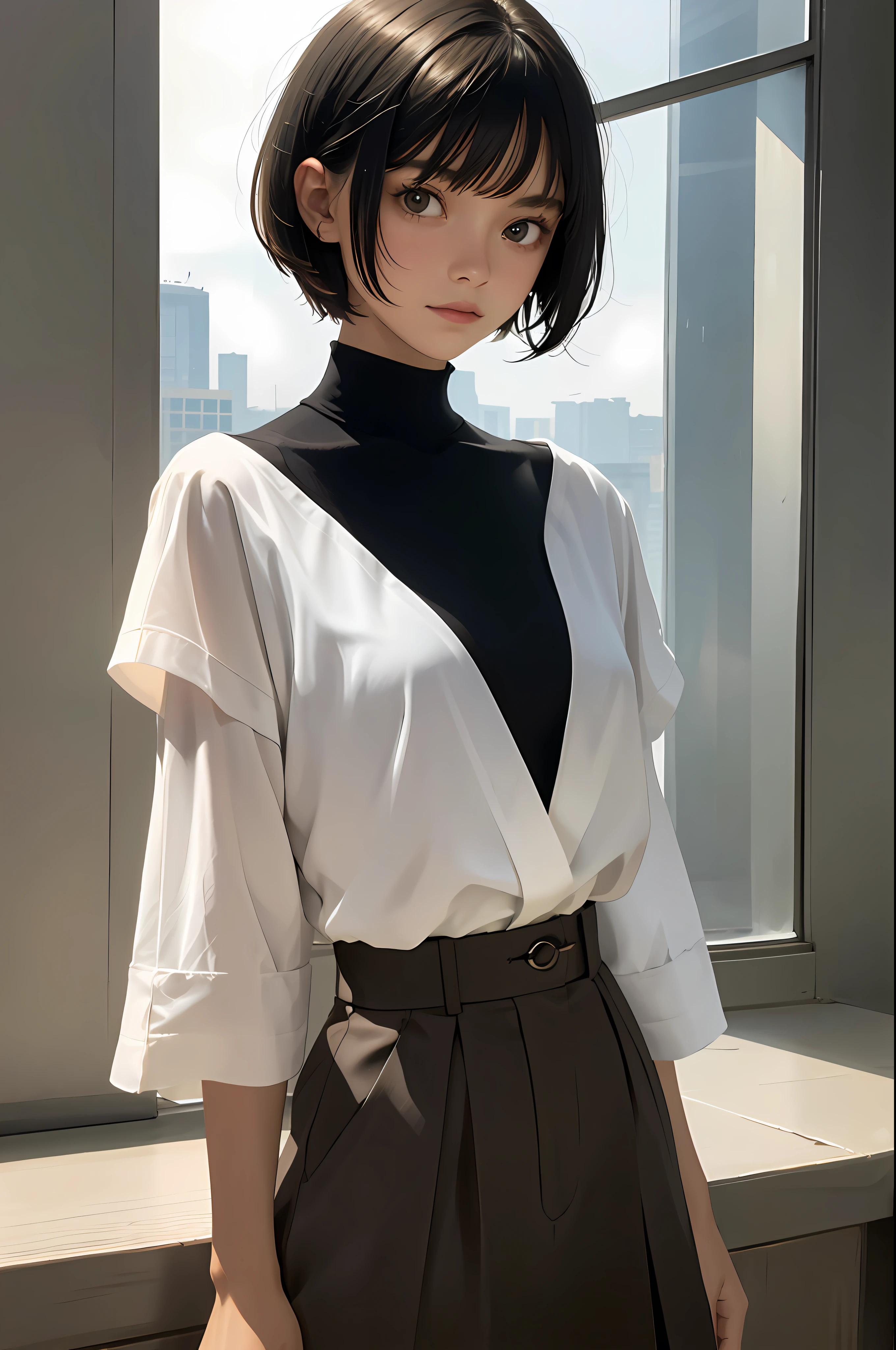 Masterpiece, top quality, 1 girl, ((short-hair))