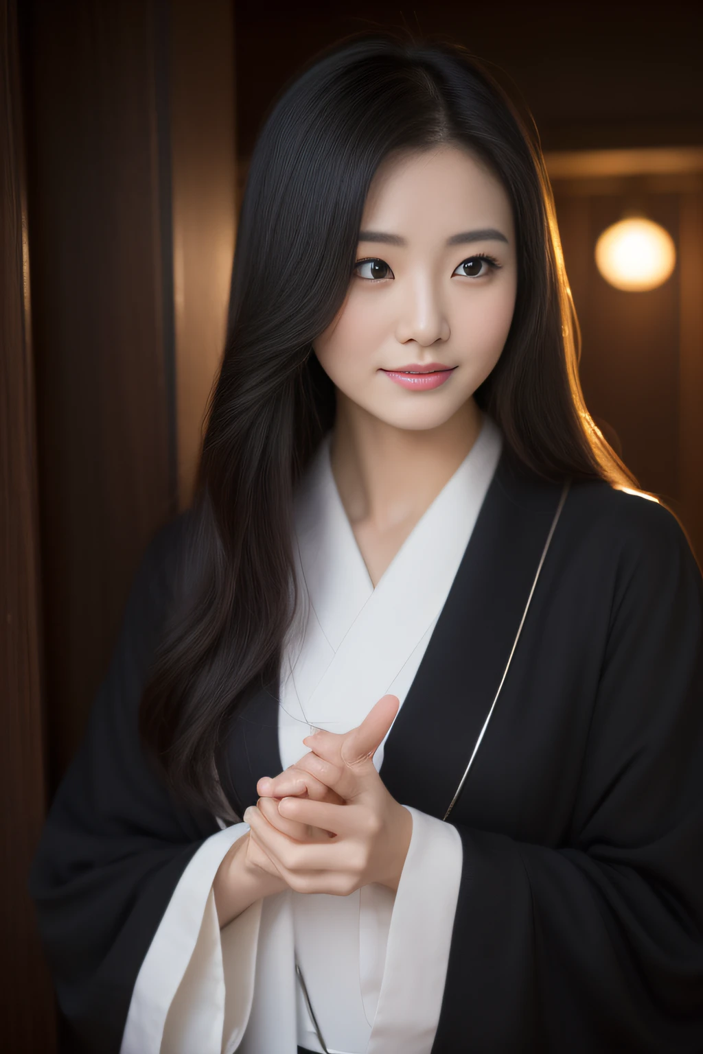 (great masterpiece、top-quality、high-level image quality)、(japanes、Idol actress、Good looks、Mature atmosphere)、1girl in、(Perfect beauty without complaints)、(Joy of Loving),(perfect anatomia),(To live)、(Spiritual life、Great Spirit、dark night、Lost、optic、spiritual)、