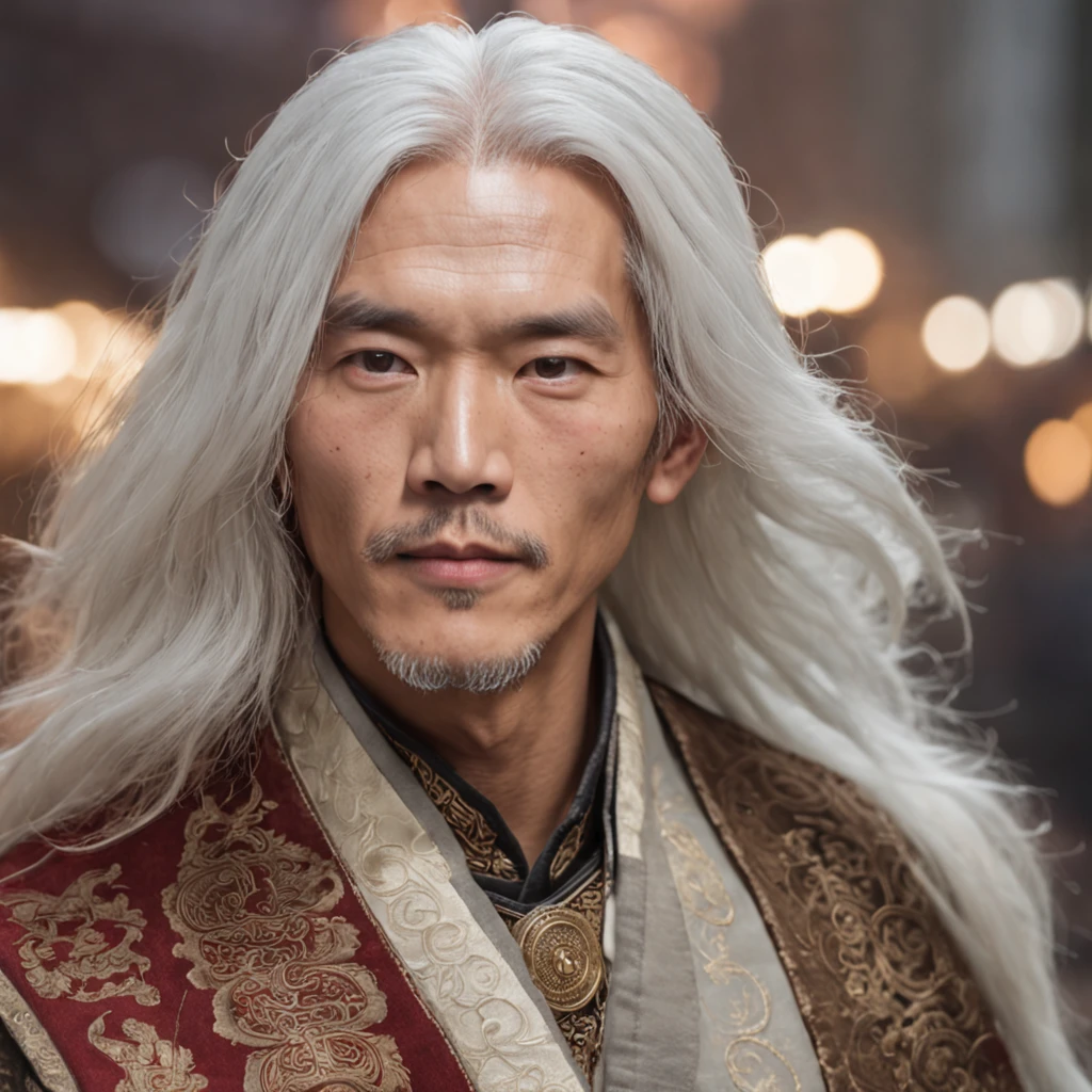 (dynamic pose:1.3),(dynamic camera:1.3),foto raw,(A handsome, thin Chinese man with long white hair, caminhando em meio a chamas negras, vestindo um manto vermelho, with patterns of golden dragon scales on his face), master part, fotografia premiada, luz natural, perfect composition, High detail, hyper realistic,sombras da foto,photographic,Realistic