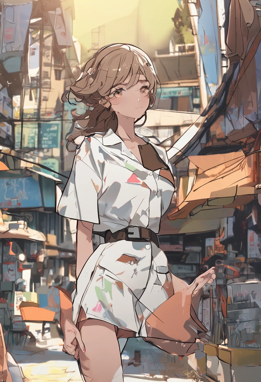 ((Best Picture Quality, 8k, tmasterpiece:1.3)), 1girl, Beautiful woman with slender abs:1.3, (Casual hairstyle, Leaky big breasts:1.2), Short dress:1.1, Super fine real human face, 詳細な目, 二重まぶた,ssmile,Home,Long legs,Bend your legs apart,Sit on the bed,Leaking panties