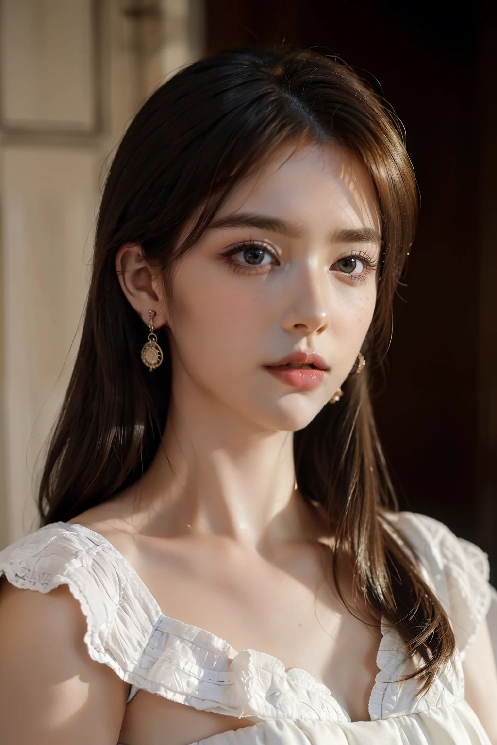 Master parts, photograph of-realistic, 8000, Bust Up Shot, ultra - detailed, Real, Elegant and beautiful white woman for 20 years, Hairstyles and vintage clothing, Imagine an intricate Greek goddess，The is very detailed, (theperfectappearance:1.4)