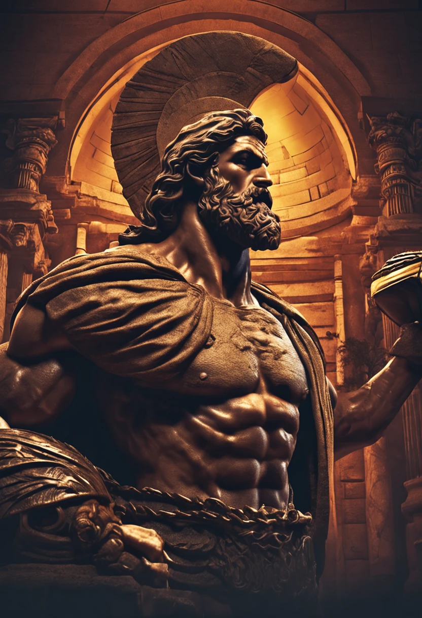 Stoic Gricki Stock
what is the Greek historical status with
Hercules-style profile muscles
Cinematic 8K and dark background