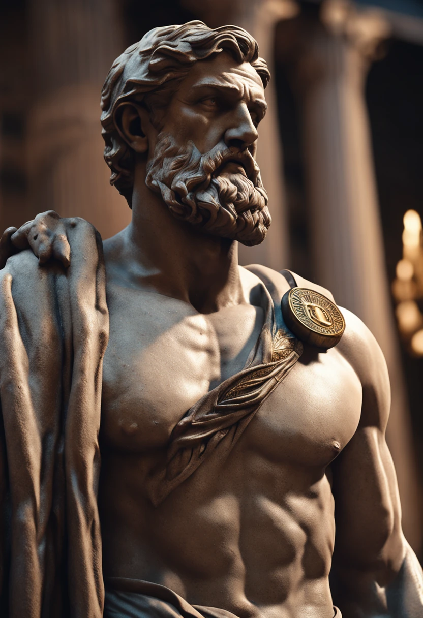Stoic Gricki Stock
what is the Greek historical status with
Hercules-style profile muscles
Cinematic 8K and dark background